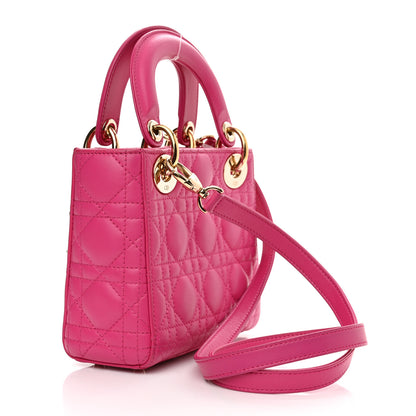 Christian Dior Lambskin Cannage Mini Lady Dior Fuchsia 3 of 10