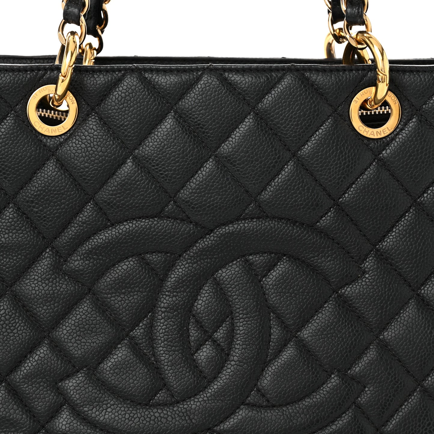 Caviar Quilted Grand Shopping Tote GST Black