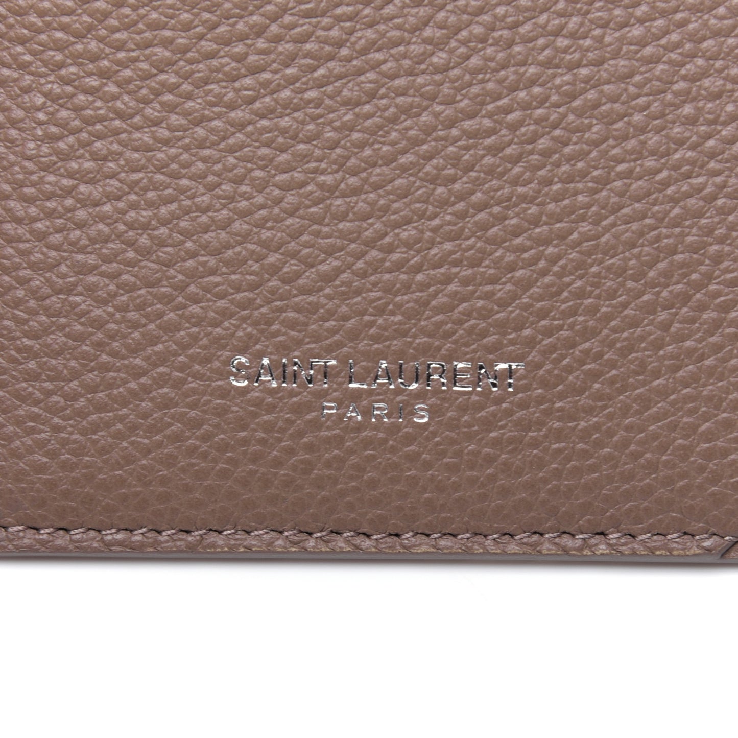 Grained Calfskin 5 Fragments Zip Pouch Card Holder Taupe