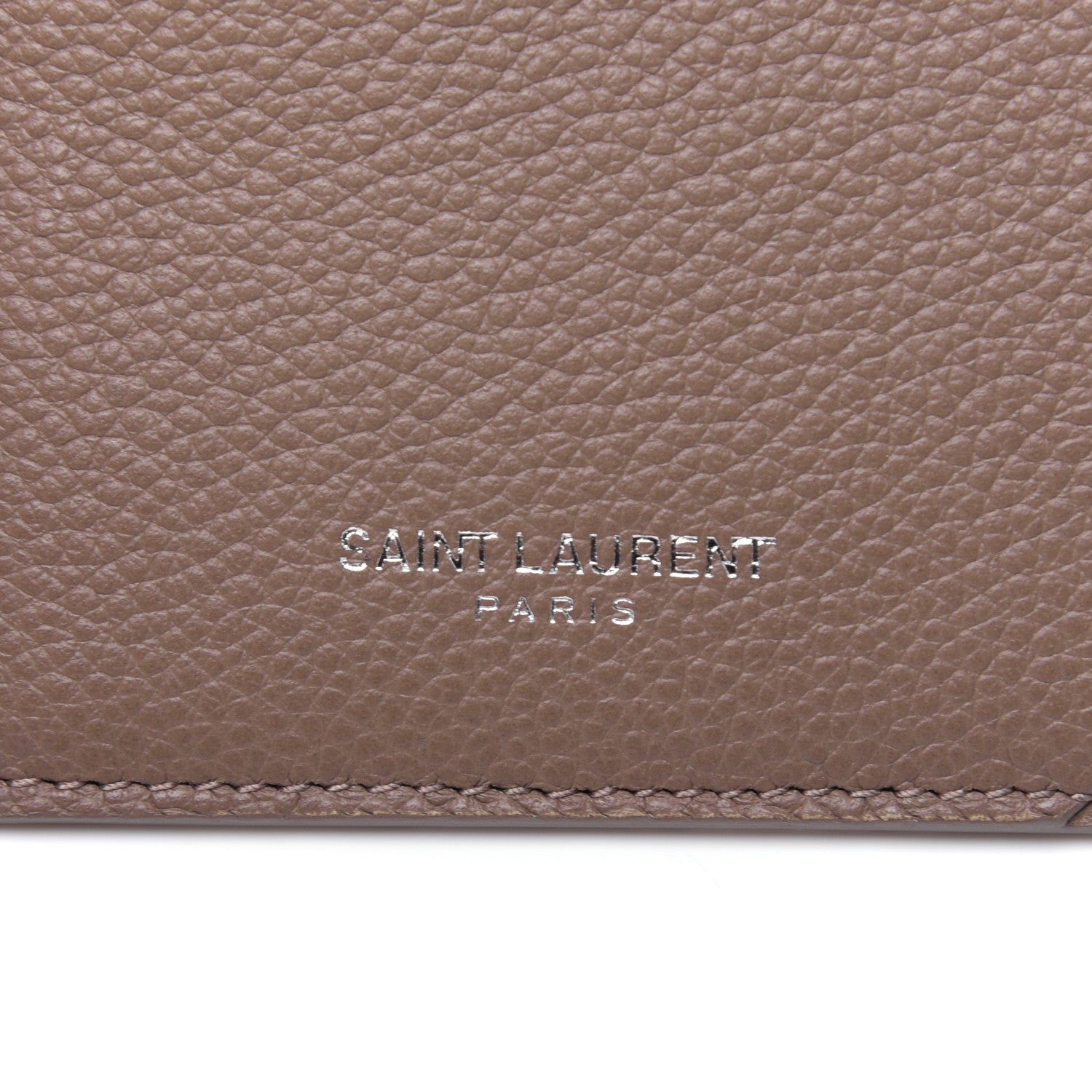 Saint Laurent Grained Calfskin 5 Fragments Zip Pouch Card Holder Taupe 9 of 11