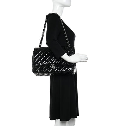 Chanel Patent Quilted Maxi Double Flap Black 2 of 10