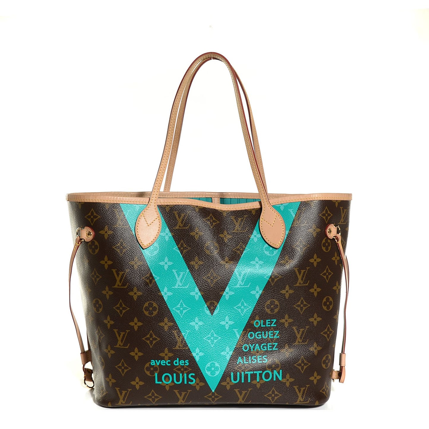 Monogram V Neverfull MM Turquoise