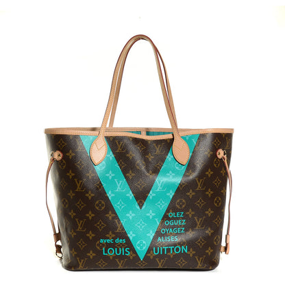 Louis Vuitton Monogram V Neverfull MM Turquoise 3 of 10