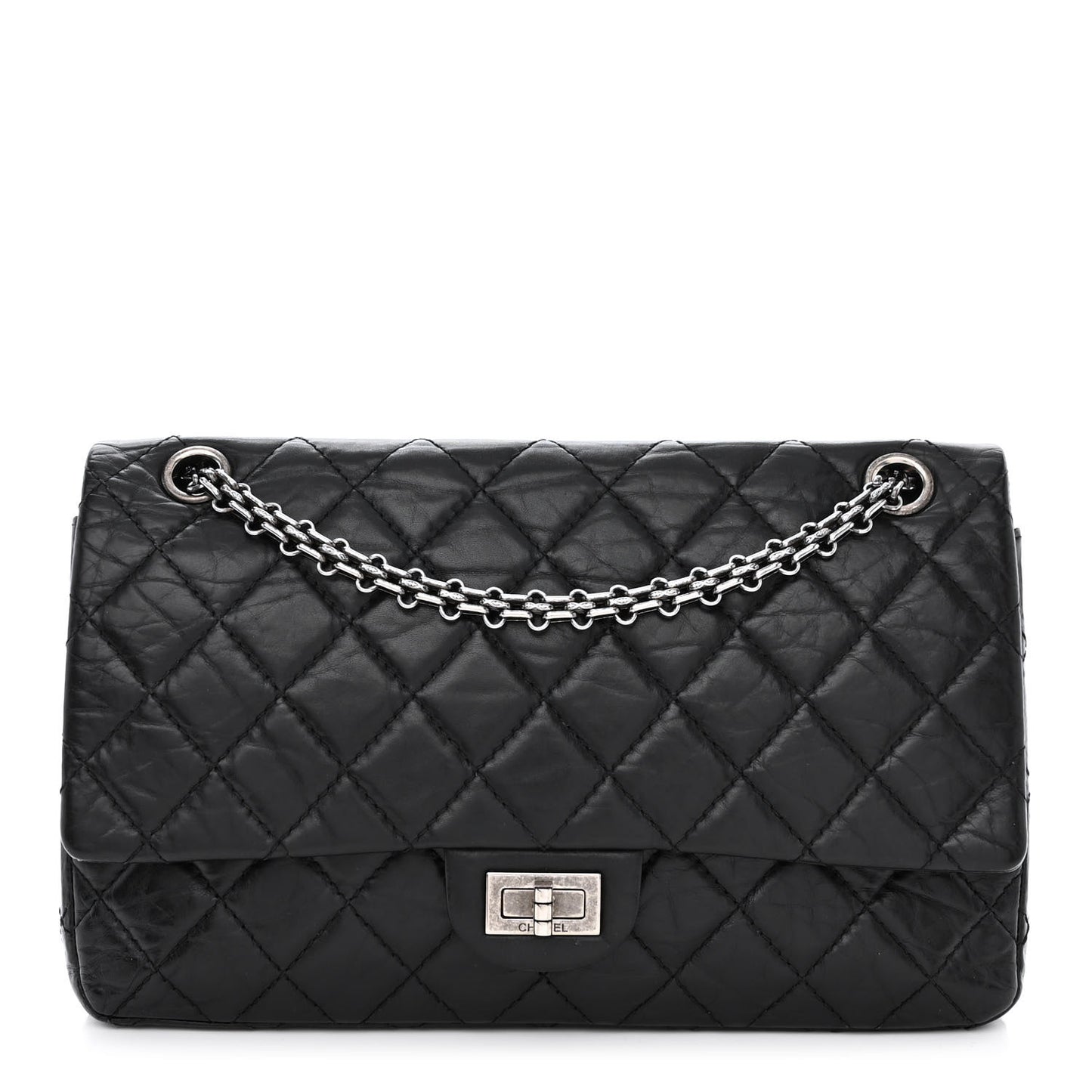 Aged Calfskin Quilted 2.55 Reissue 226 Flap Black