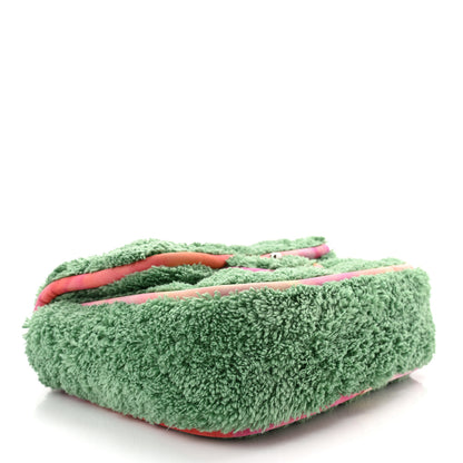 Chanel Terry Cloth Quilted Small Flap Bag Green Pink 4 of 10