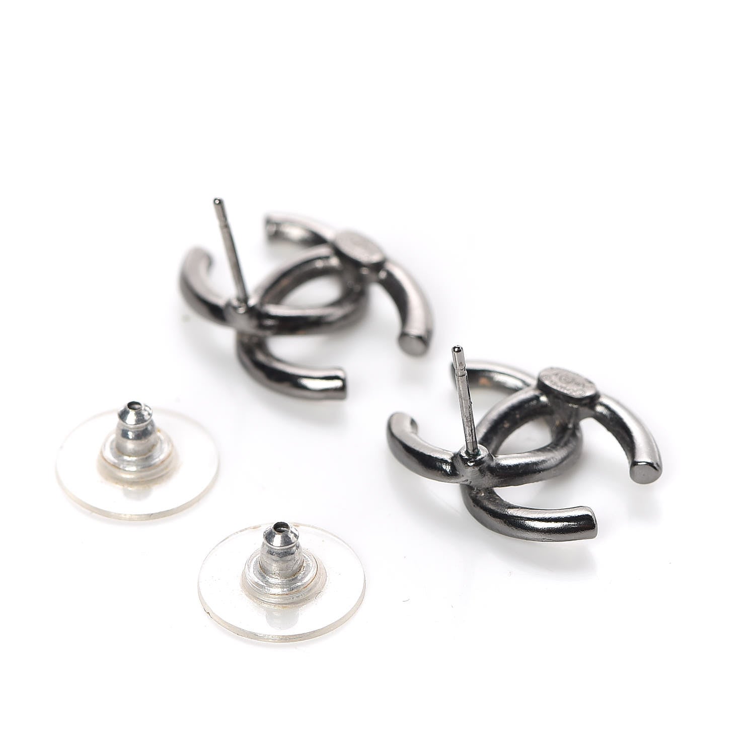 Chanel Crystal Baguette CC Earrings Ruthenium 3 of 4