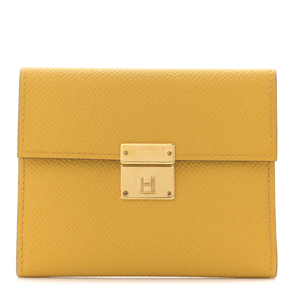 Hermes Epsom Mini Clic Card Holder Jaune Ambre 1 of 7