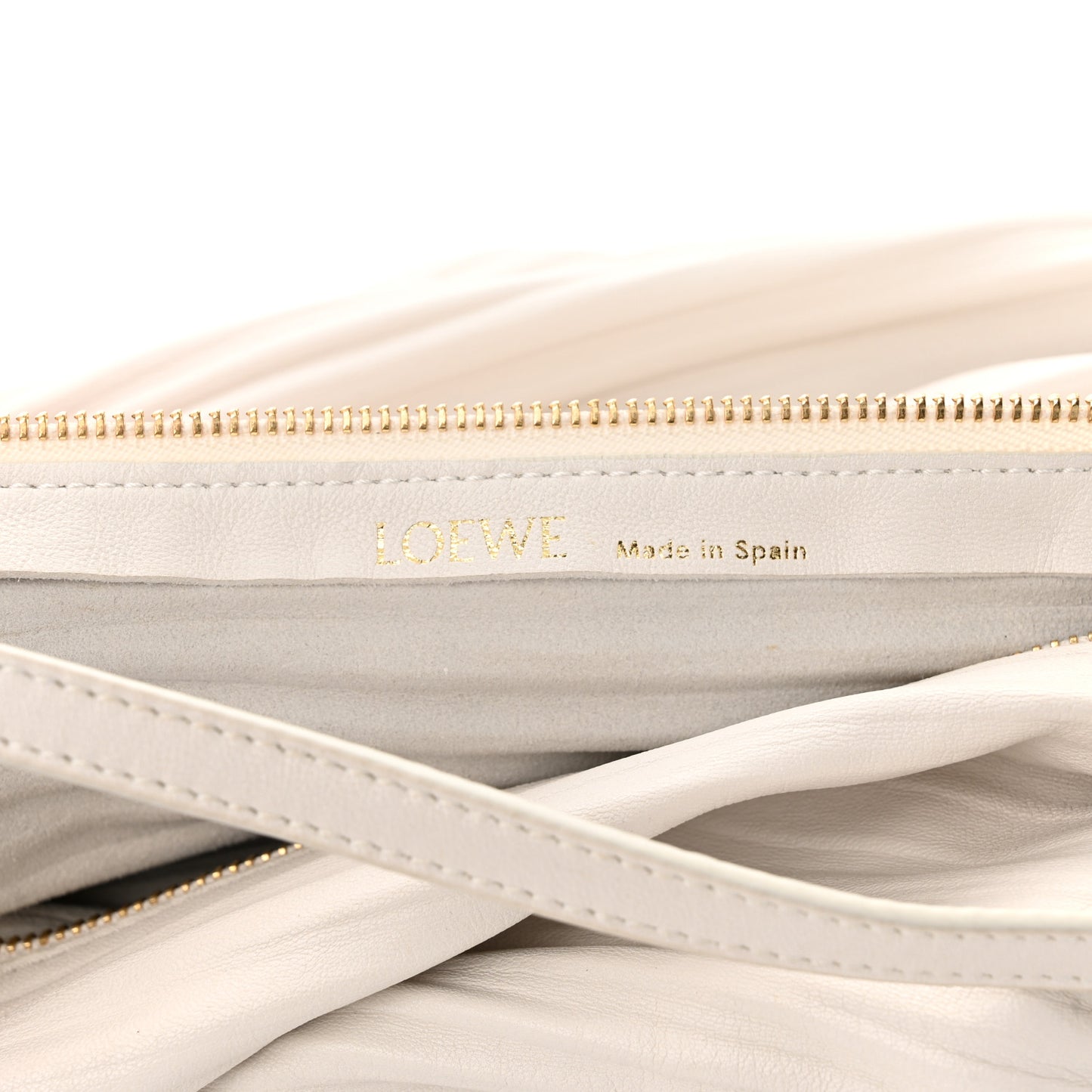 Lambskin Pleated Bracelet Pouch Shoulder Bag White
