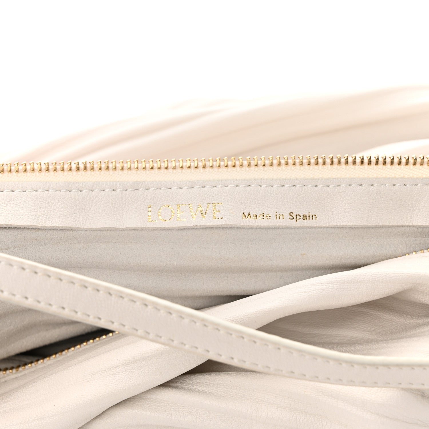 Loewe Lambskin Pleated Bracelet Pouch Shoulder Bag White 6 of 11