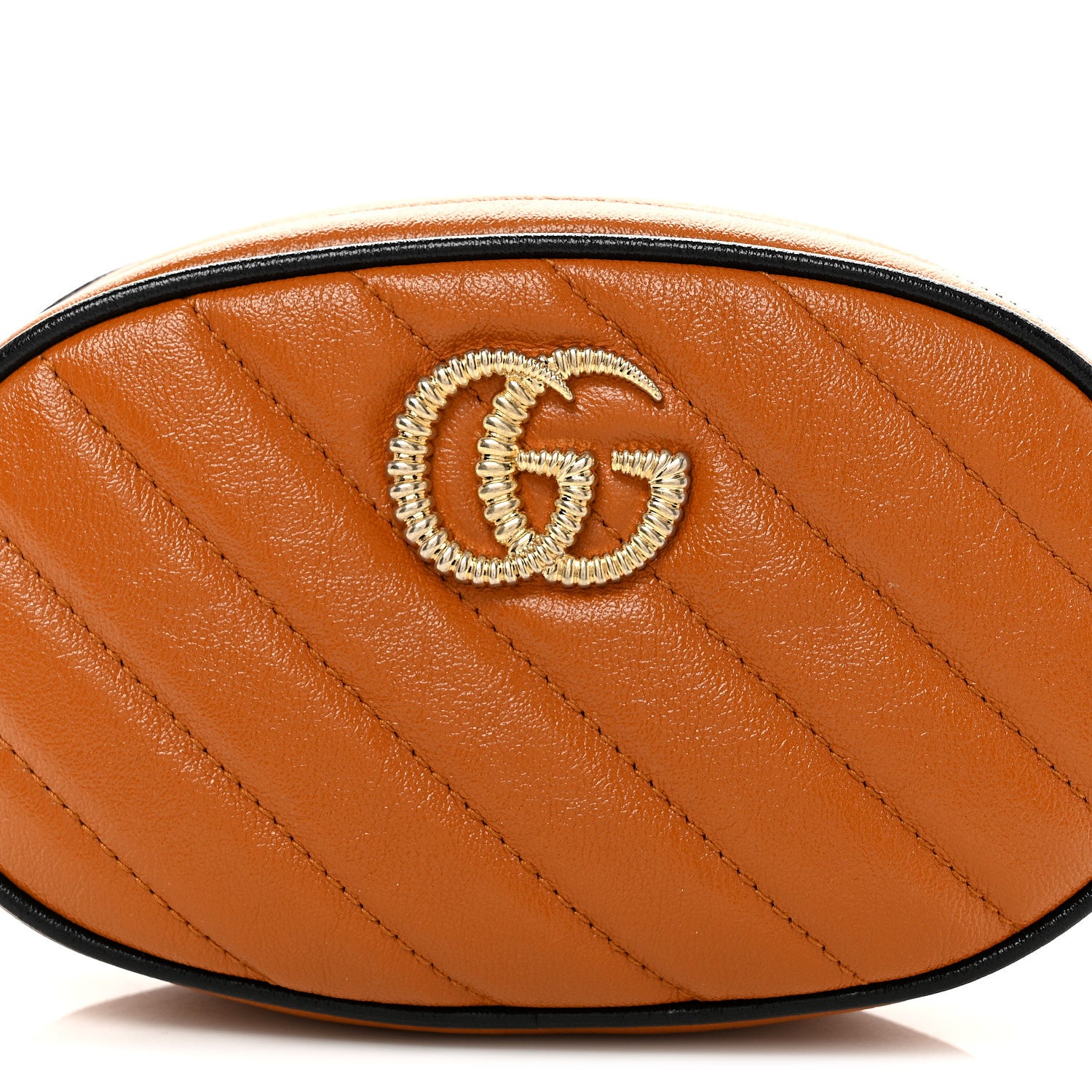 Gucci Vintage Effect Calfskin Matelasse Diagonal Torchon GG Marmont Belt Bag 95 38 Cognac 8 of 11