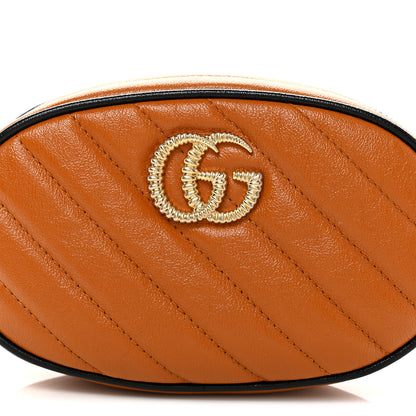 Gucci Vintage Effect Calfskin Matelasse Diagonal Torchon GG Marmont Belt Bag 95 38 Cognac 8 of 11
