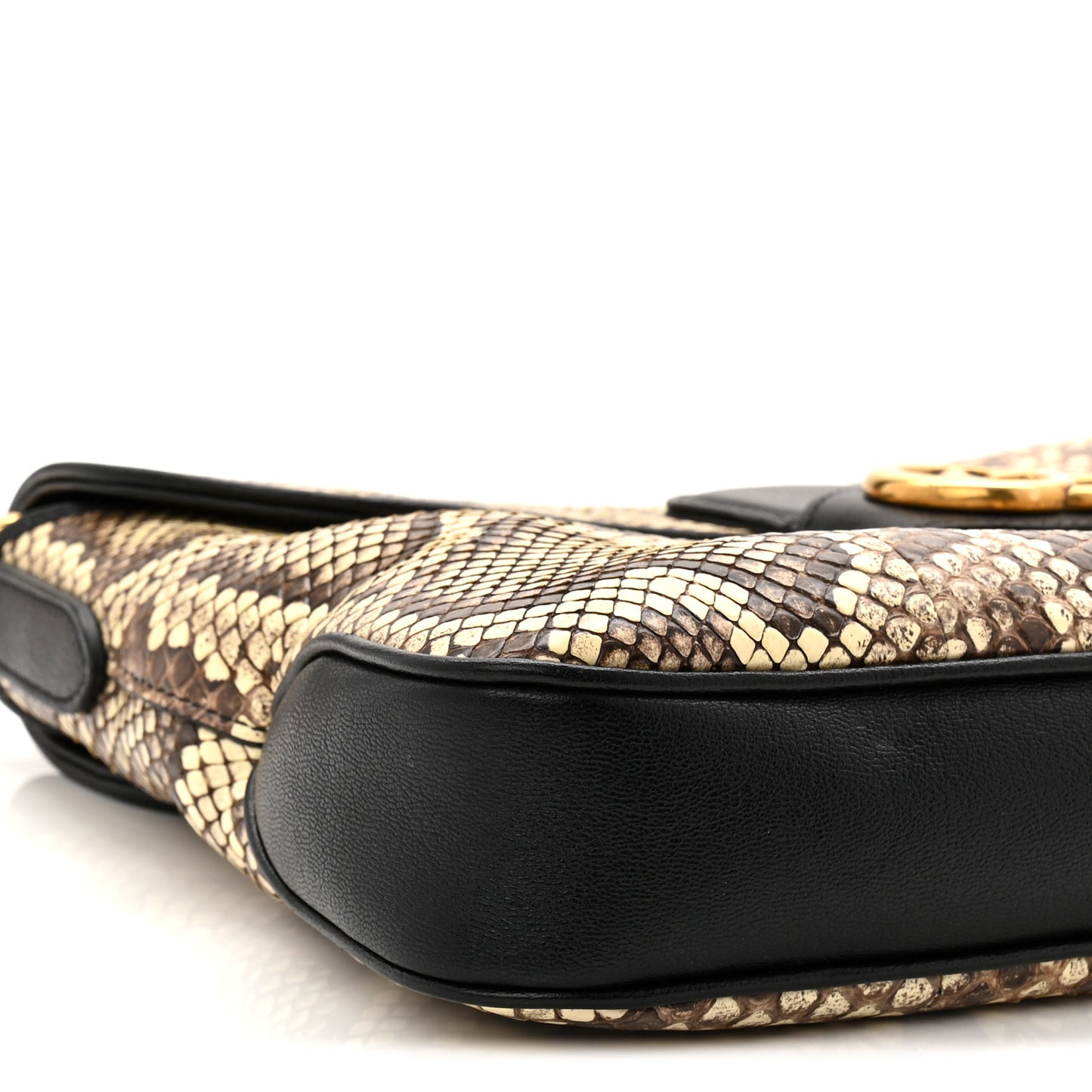 New Sakai Snakeskin Lux Medium Dahlia Messenger Shoulder Bag Beige Black