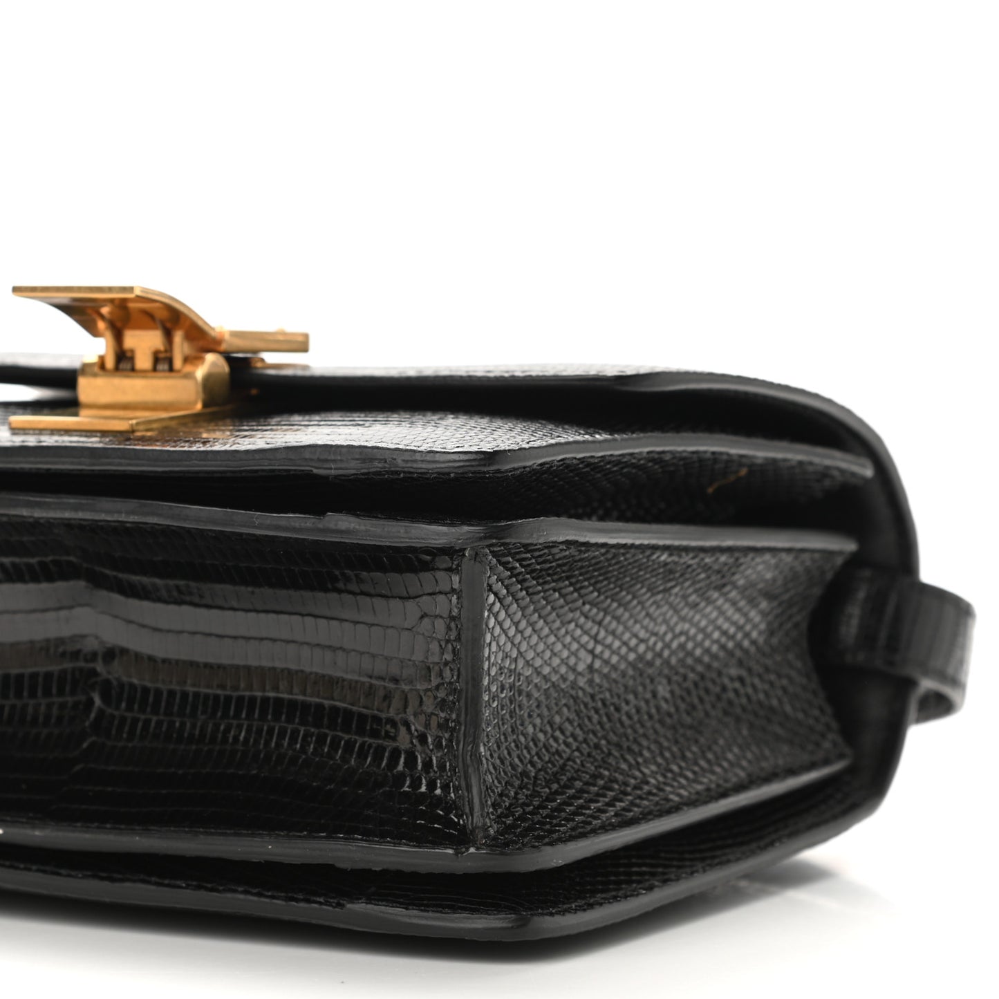 Lizard Small Classic Box Flap Bag Black