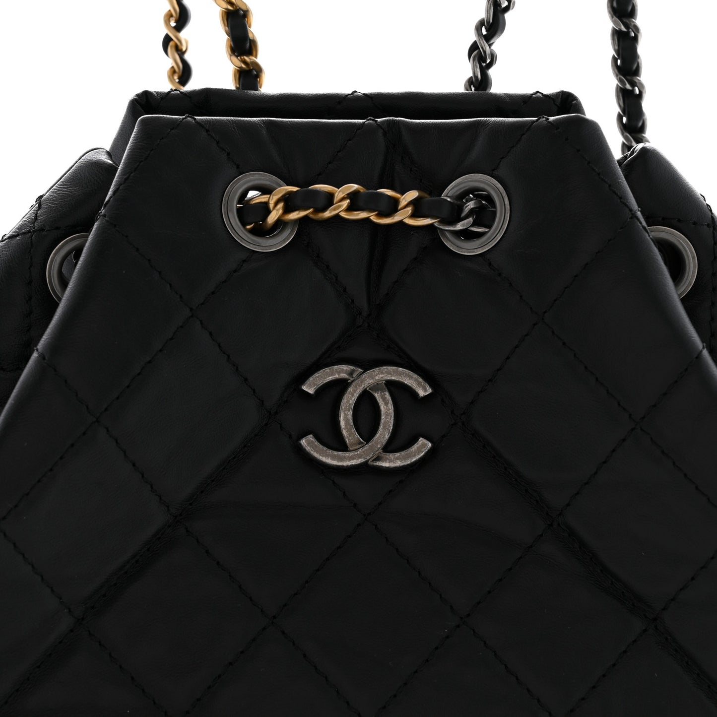 Aged Calfskin Quilted Small Gabrielle Backpack Black