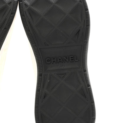 Chanel Fabric Suede Calfskin CC Sneakers 37 Ivory Black 6 of 9