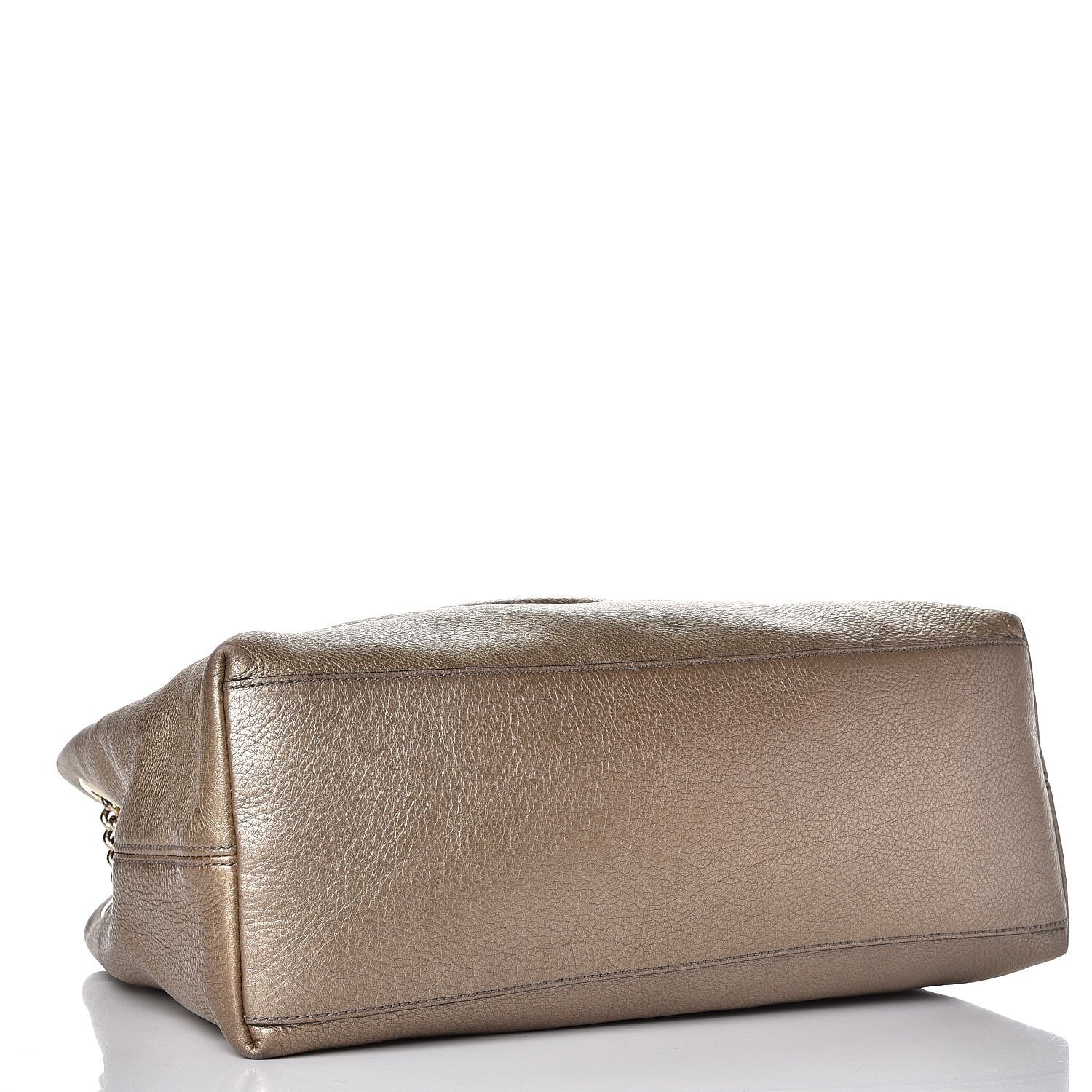 Gucci Metallic Pebbled Calfskin Medium Soho Chain Shoulder Bag Golden Beige 4 of 13