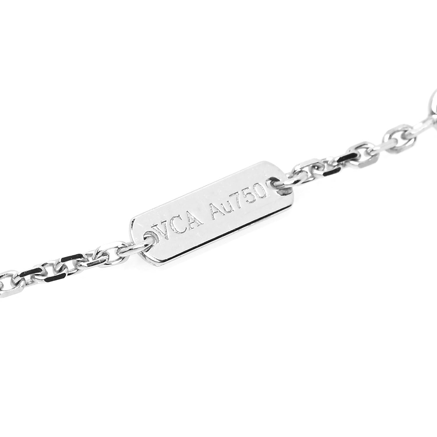 Van Cleef & Arpels 18K White Gold Mother of Pearl Vintage Alhambra Pendant Necklace 6 of 6