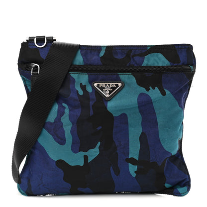 Prada Tessuto Nylon Camouflage Flat Messenger Royal 1 of 12