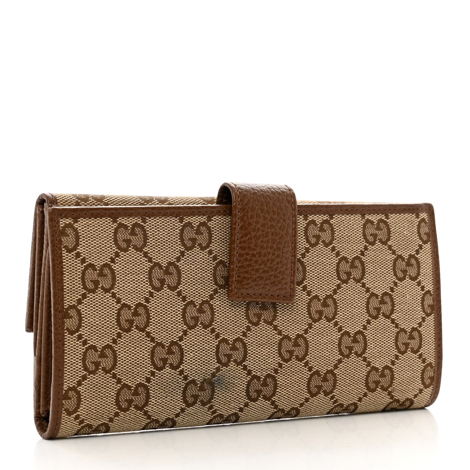 Gucci Monogram Metal Bar Continental Flap Wallet Beige Ebony Dark Brown 3 of 9
