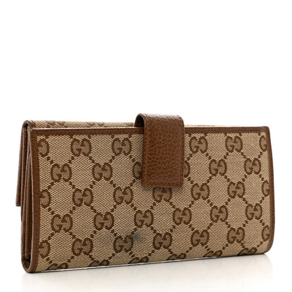 Gucci Monogram Metal Bar Continental Flap Wallet Beige Ebony Dark Brown 3 of 9