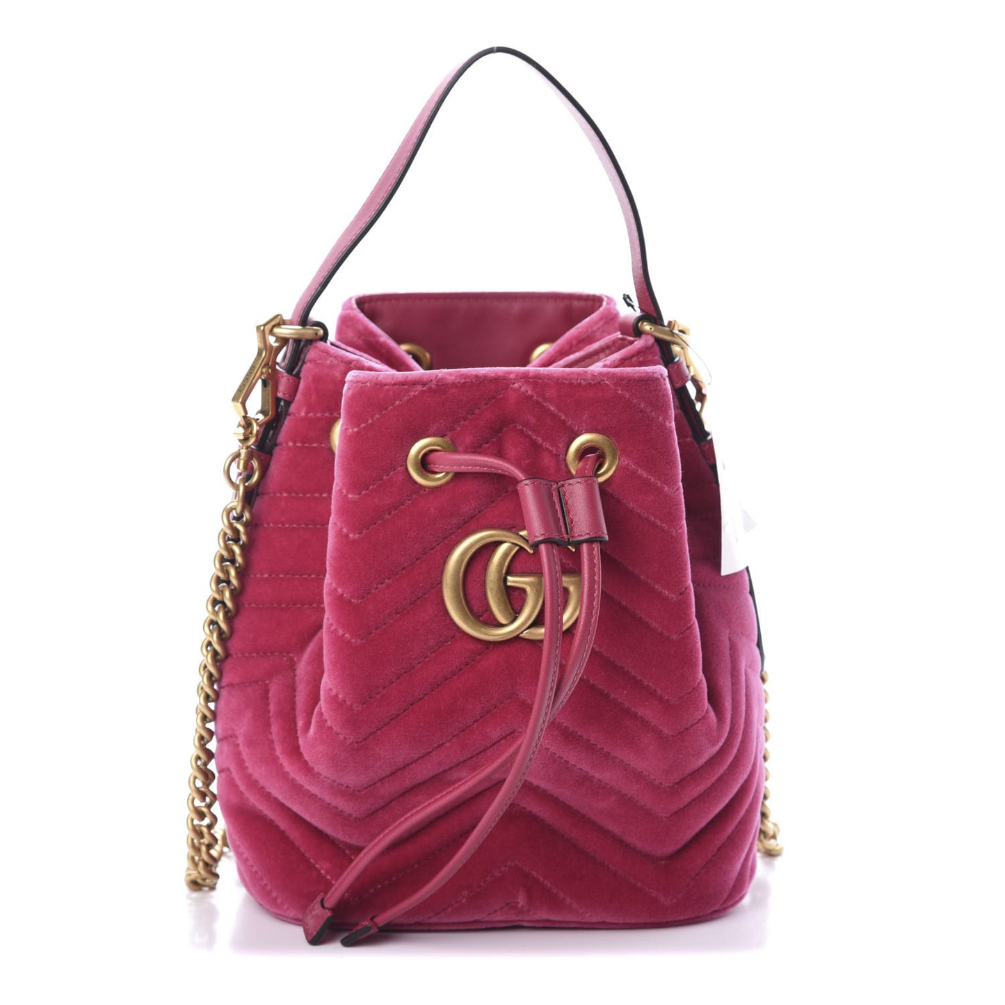 Velvet Matelasse GG Marmont Bucket Bag Light Raspberry Rose