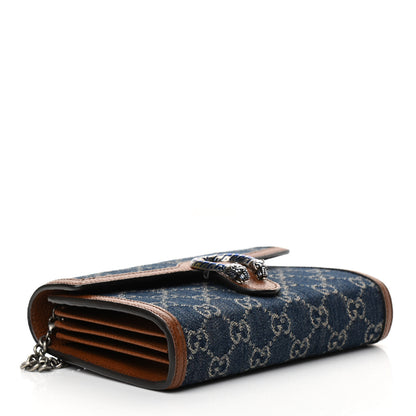 Gucci New Denim GG Monogram Dollar Calfskin Enamel Mini Dionysus Chain Wallet Blue Tea Cuir Epilog Electric Blue 4 of 13