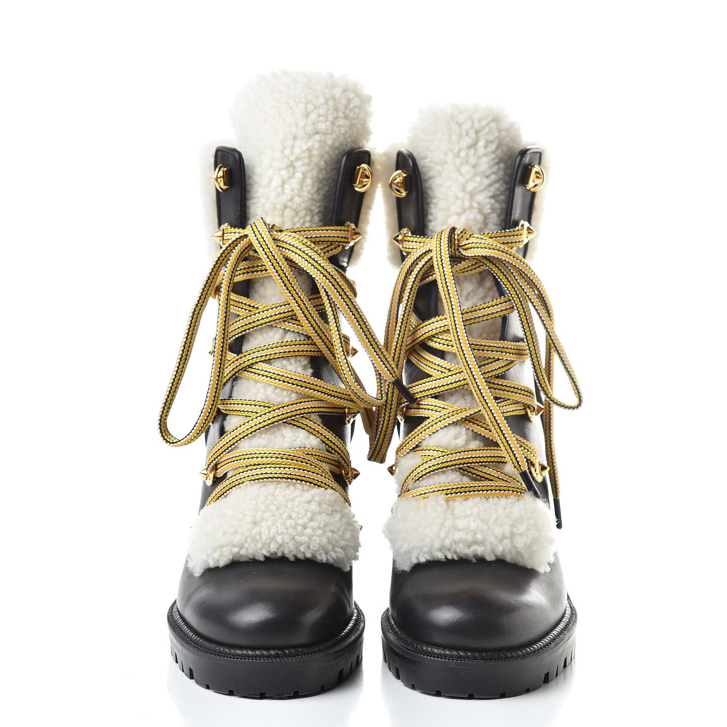 Calfskin Shearling Yetita 70 Hiker Booties 36.5 Black