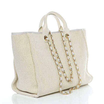 Chanel Lurex Boucle Large Deauville Tote White 4 of 11