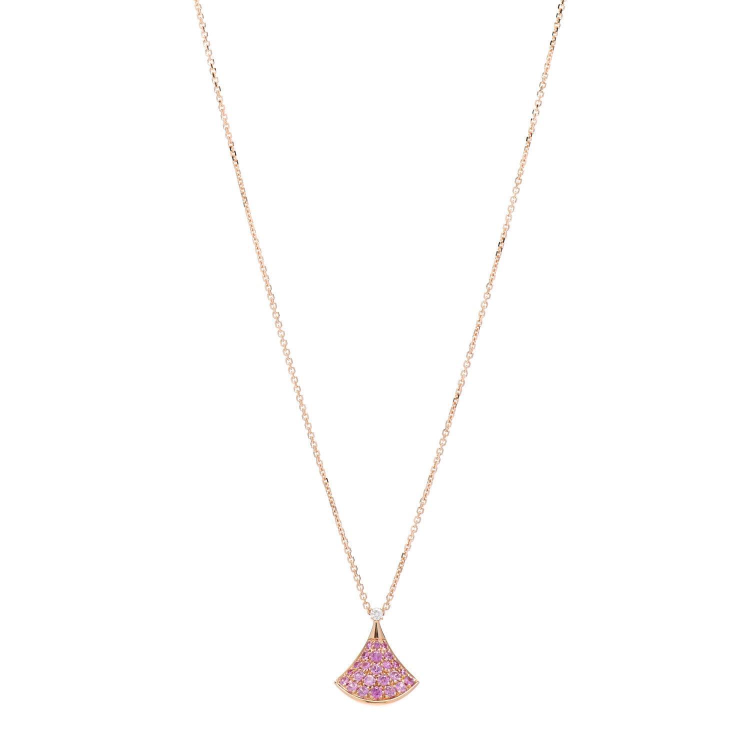 Bulgari 18K Rose Gold Diamond Pink Sapphire Divas' Dream Pendant Necklace 1 of 6