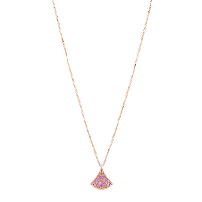 Bulgari 18K Rose Gold Diamond Pink Sapphire Divas' Dream Pendant Necklace 1 of 6