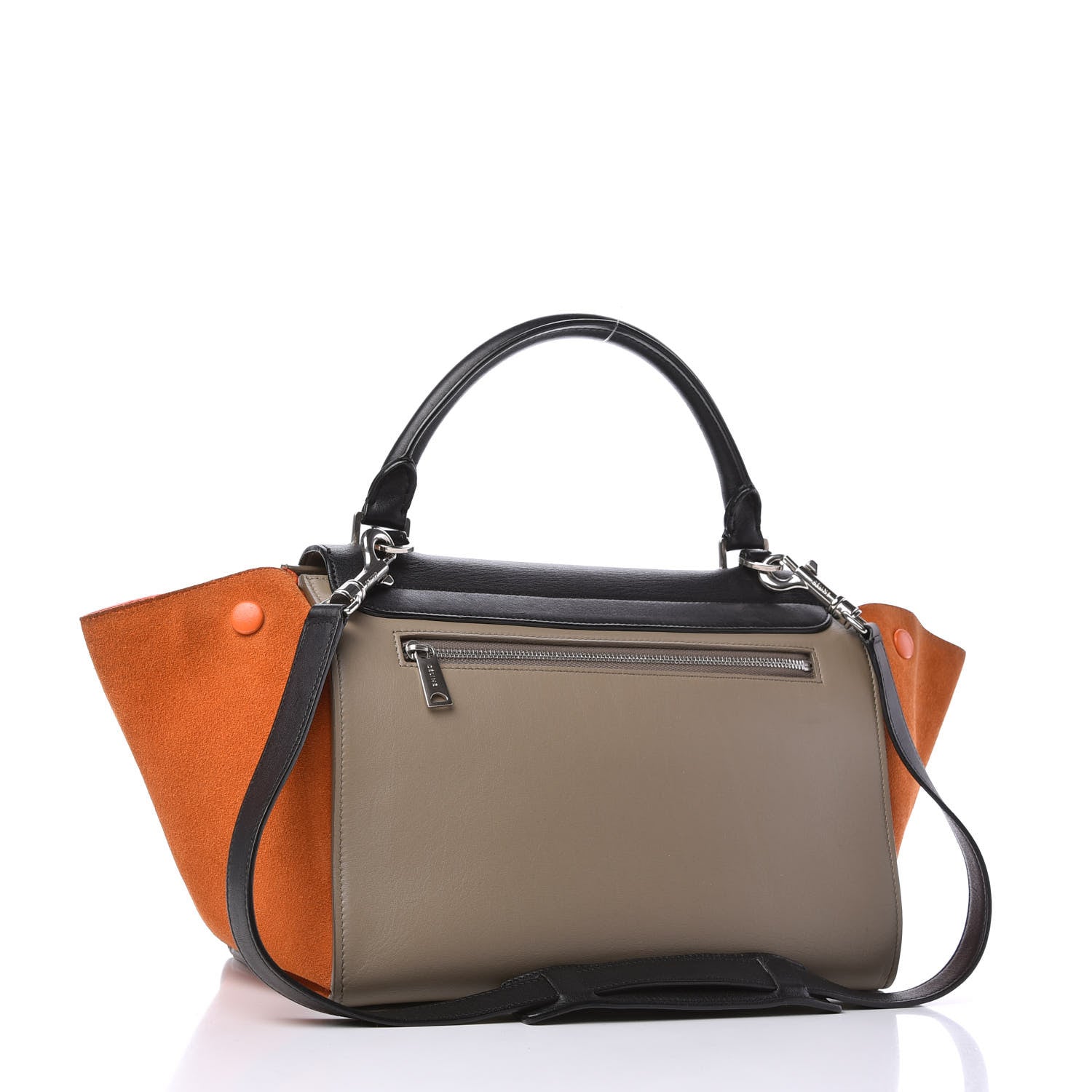 Celine Smooth Calfskin Suede Small Tri-Color Trapeze Orange 3 of 12