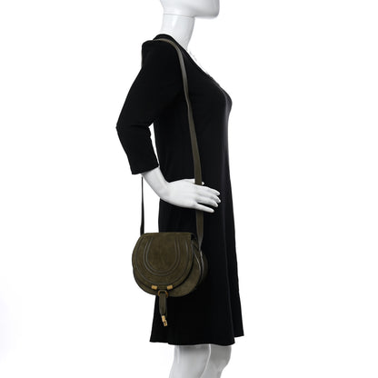 Chloe Suede Calfskin Mini Marcie Round Crossbody Bag Deep Olive 2 of 10