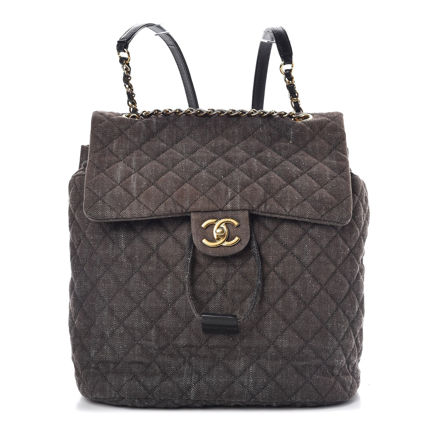 Washed Denim Quilted Large Urban Spirit Backpack Black
