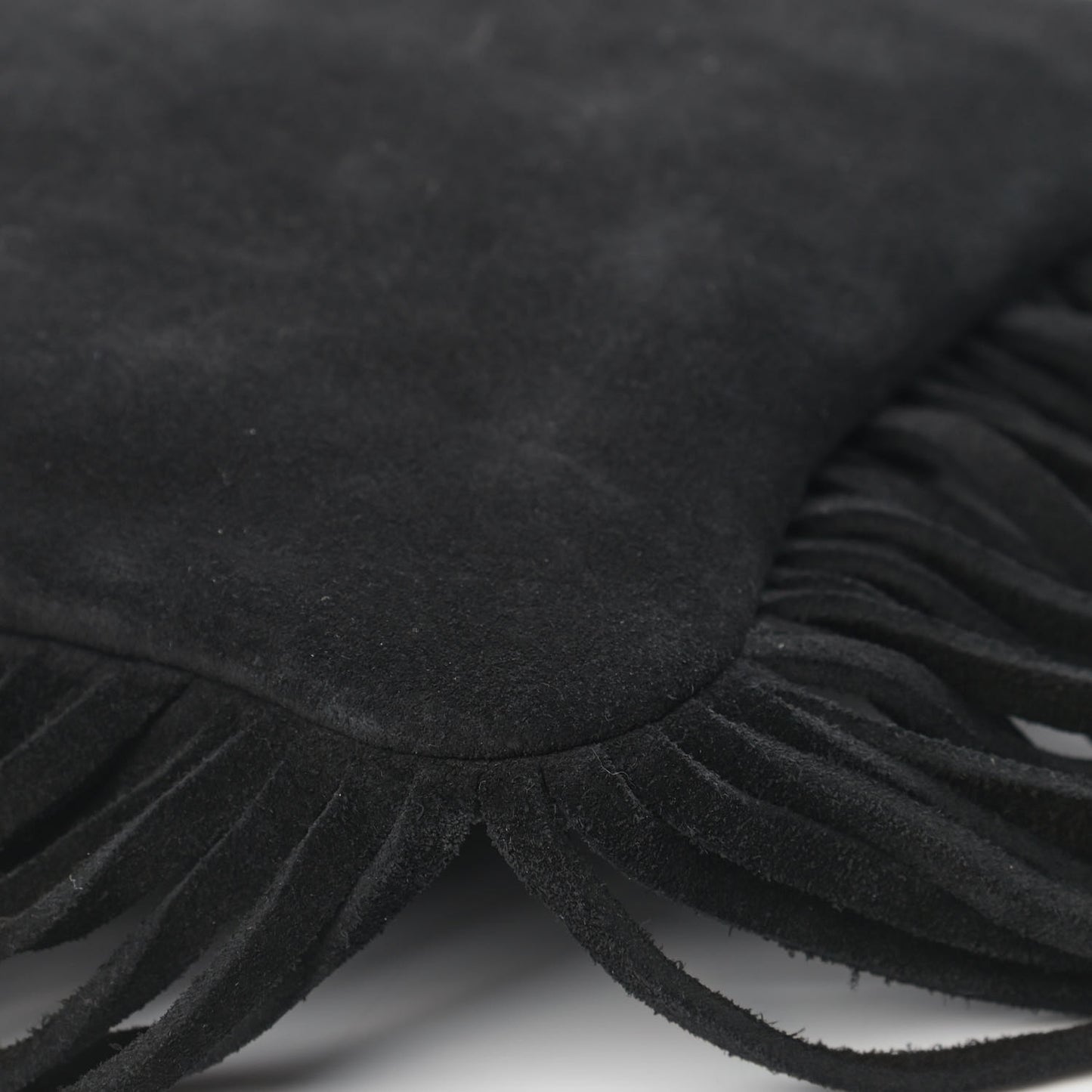 Suede Calfskin Small Fringe Crossbody Bag Black