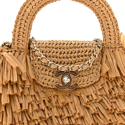 Chanel Raffia Fringe Nano Kelly Shopper Dark Beige 8 of 11