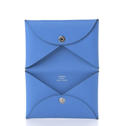 Hermes Epsom Calvi Card Case Bleu Zellige 5 of 6