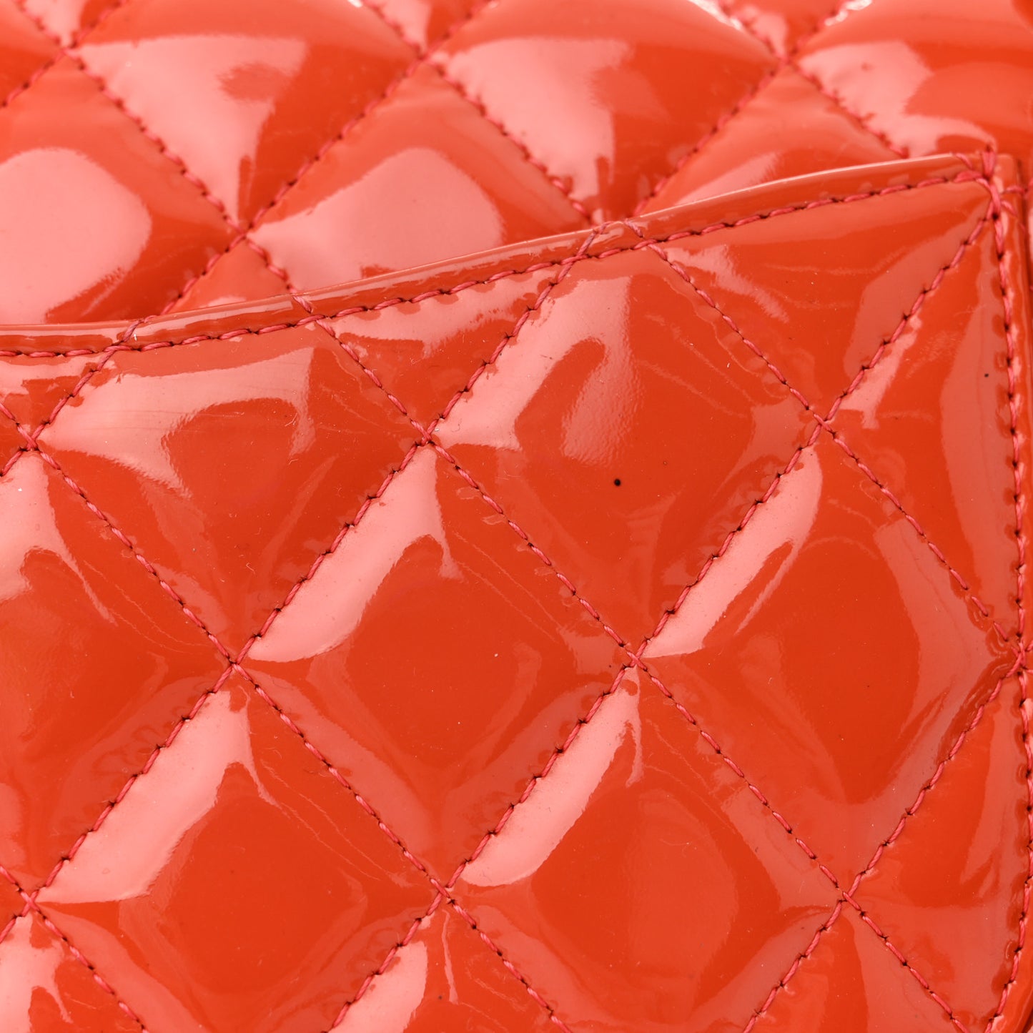 Patent Quilted Medium Double Flap Coral