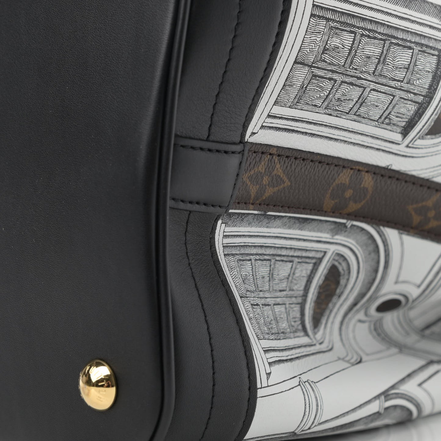 X FORNASETTI Calfskin Architettura Noe MM Black White