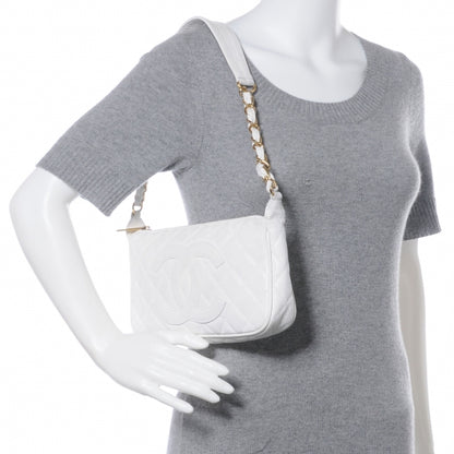 Chanel Caviar Quilted Small Pochette White 2 of 7