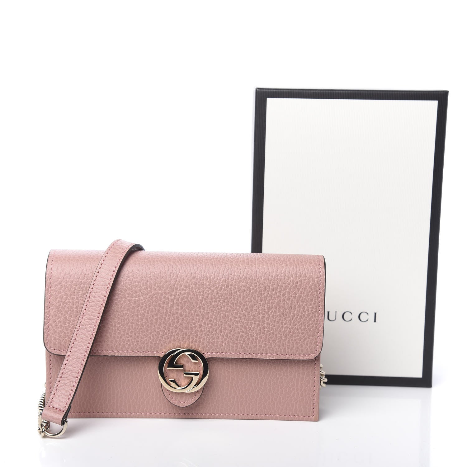 Gucci Dollar Calfskin Interlocking G Chain Wallet Soft Pink 11 of 11