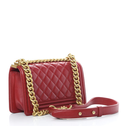 Chanel Lambskin Quilted Small Boy Flap Dark Red 3 of 16