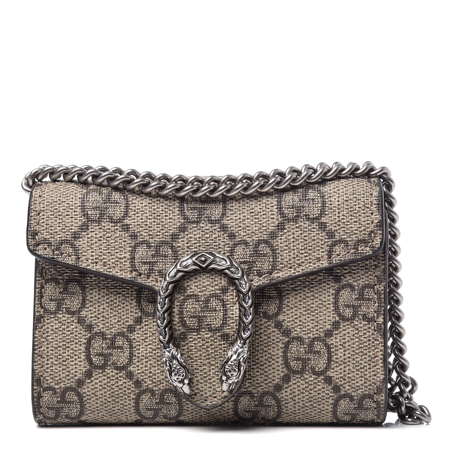 Gucci GG Supreme Monogram Dionysus Coin Purse Taupe 1 of 6