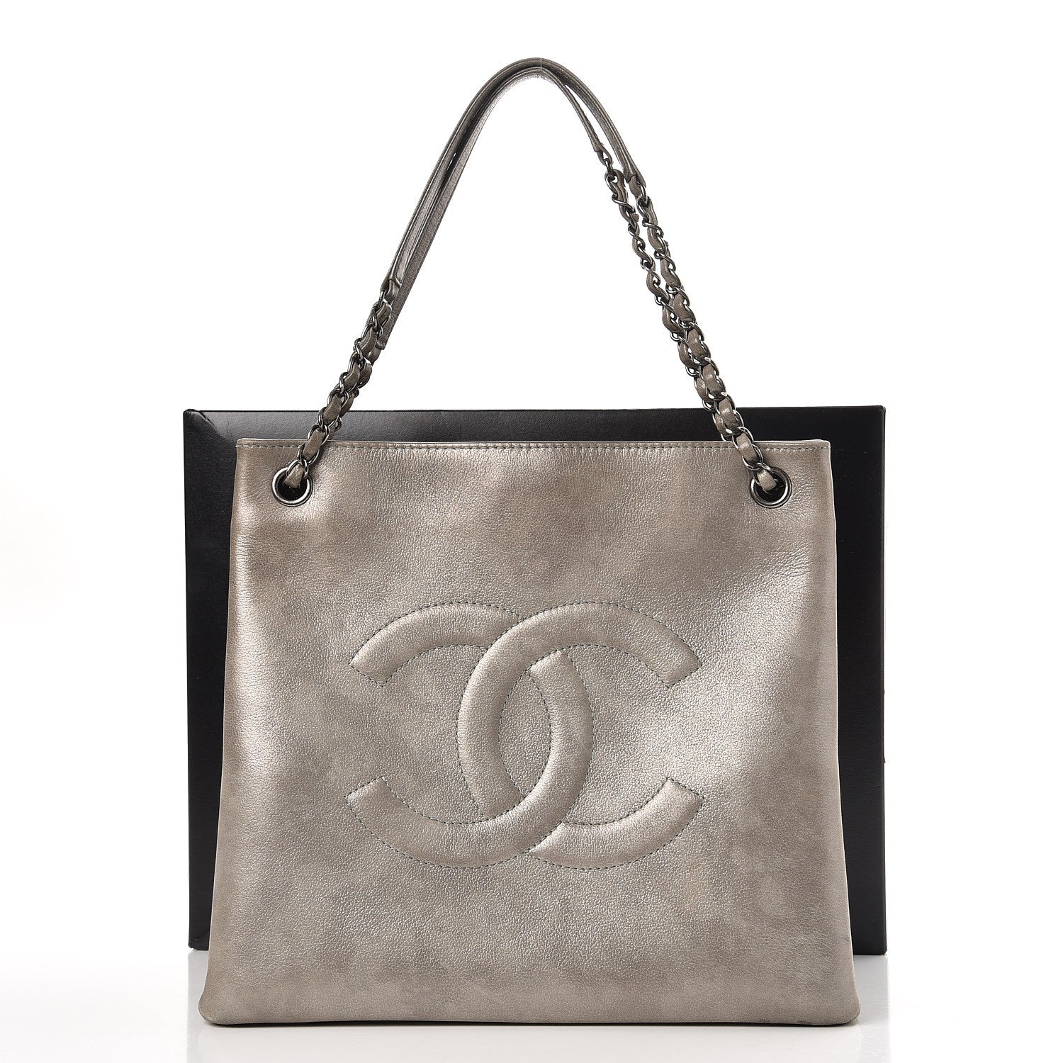 Chanel Iridescent Calfskin CC North South Large Shopping Tote Silver 12 of 12
