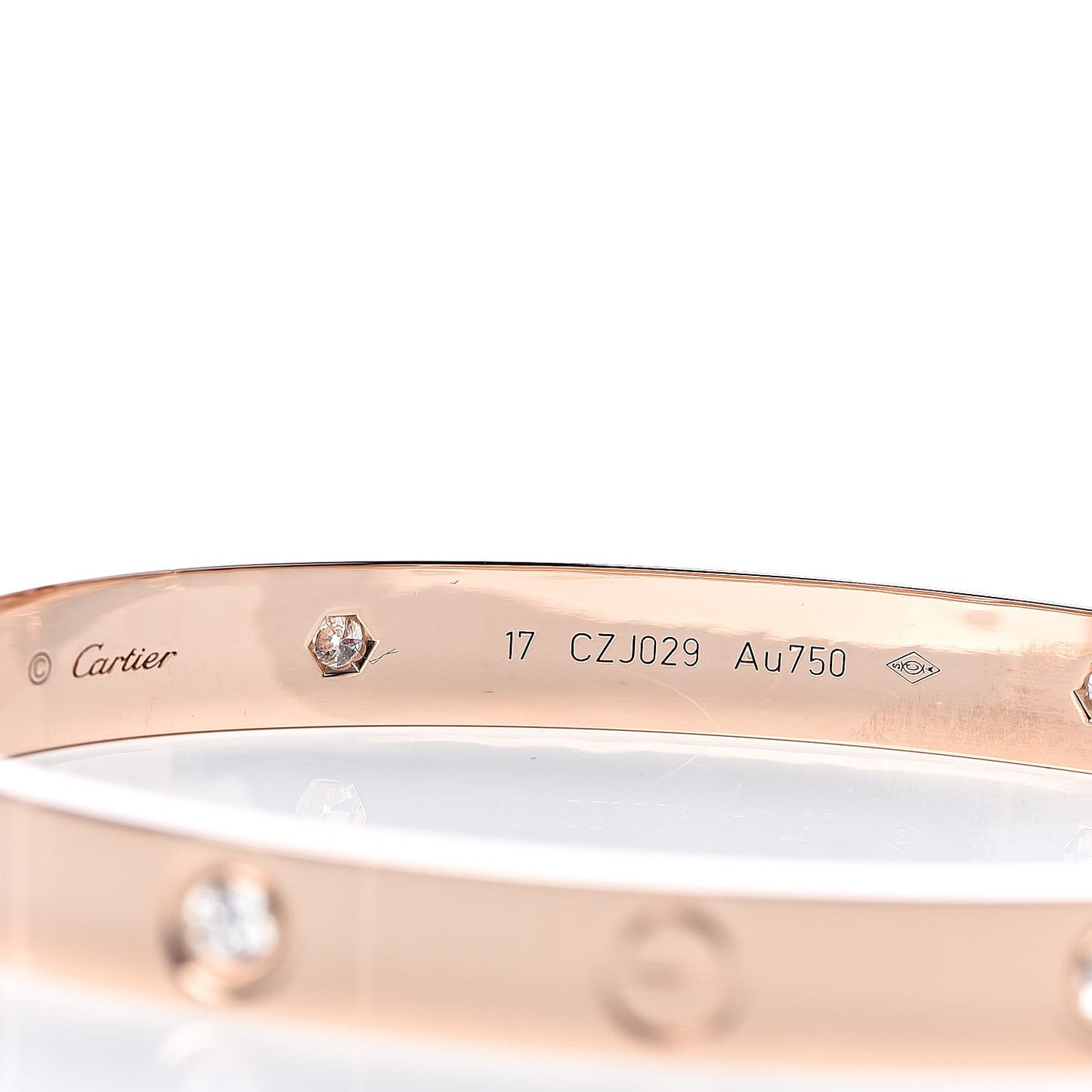 18K Pink Gold 4 Diamond LOVE Bracelet 17