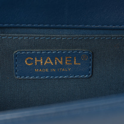 Chanel Lambskin Chevron Quilted Medium Boy Flap Blue 6 of 9