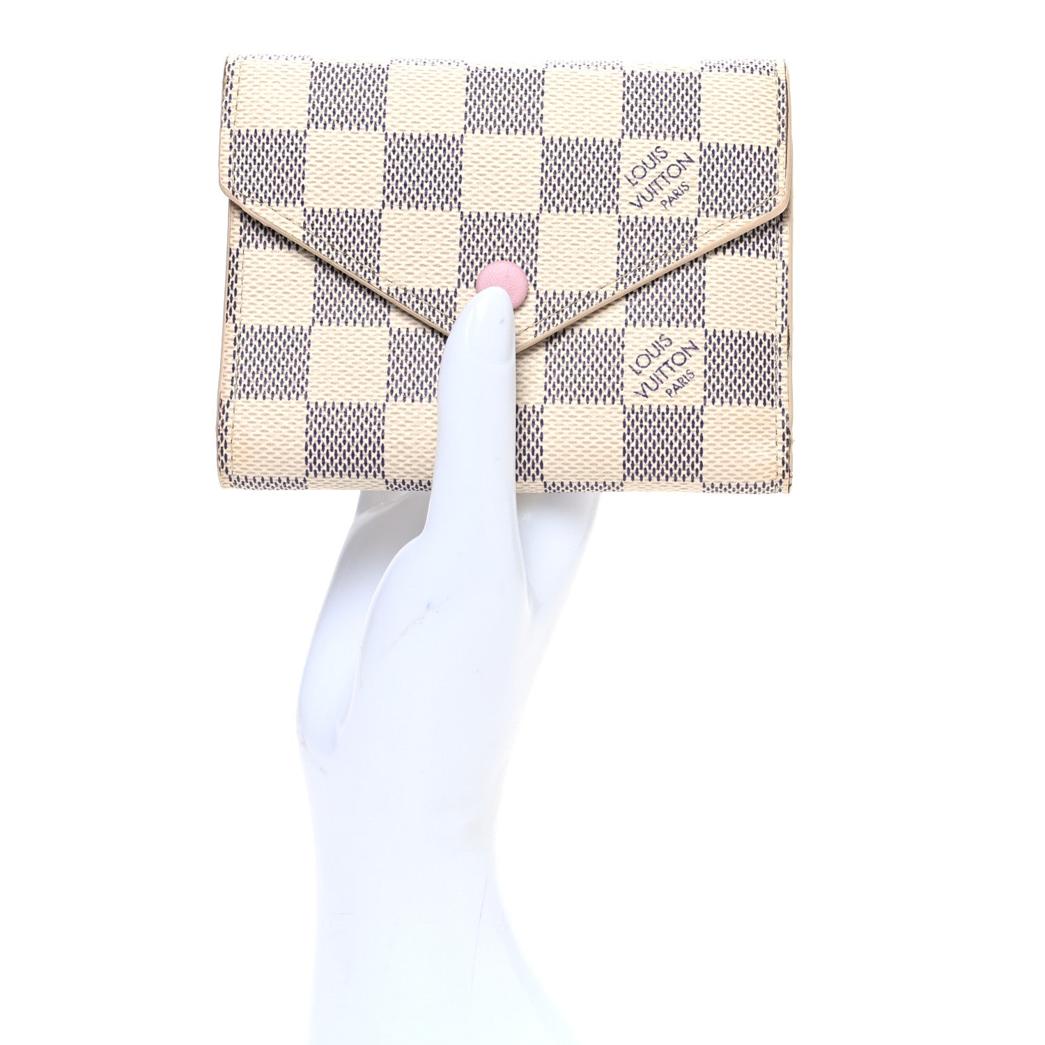 Louis Vuitton Damier Azur Victorine Wallet Rose Ballerine 2 of 7