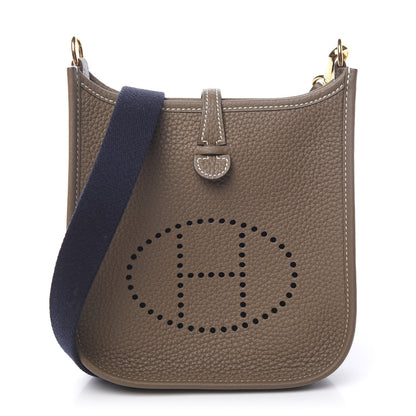 Hermes Taurillon Clemence Amazone Evelyne TPM Etoupe Bleu Indigo 1 of 9