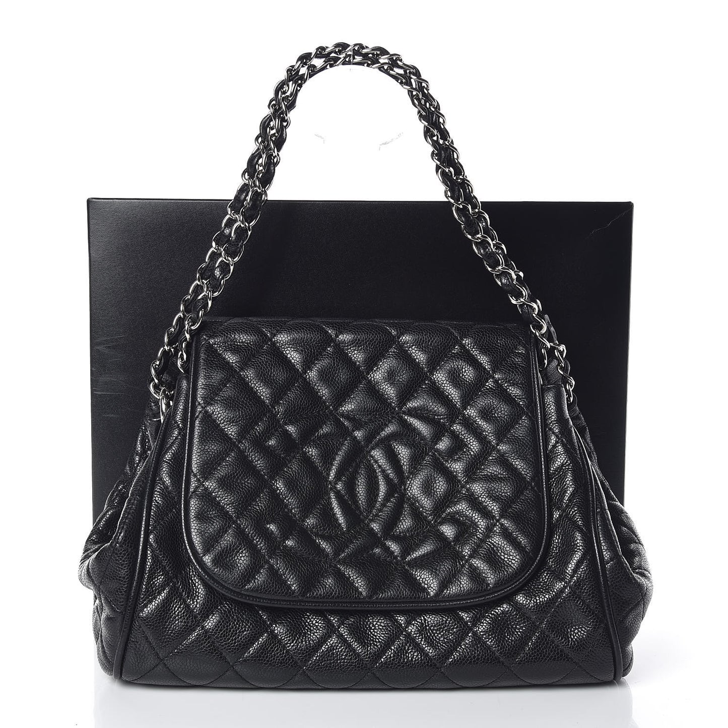 Caviar Quilted Timeless Accordion Flap Black