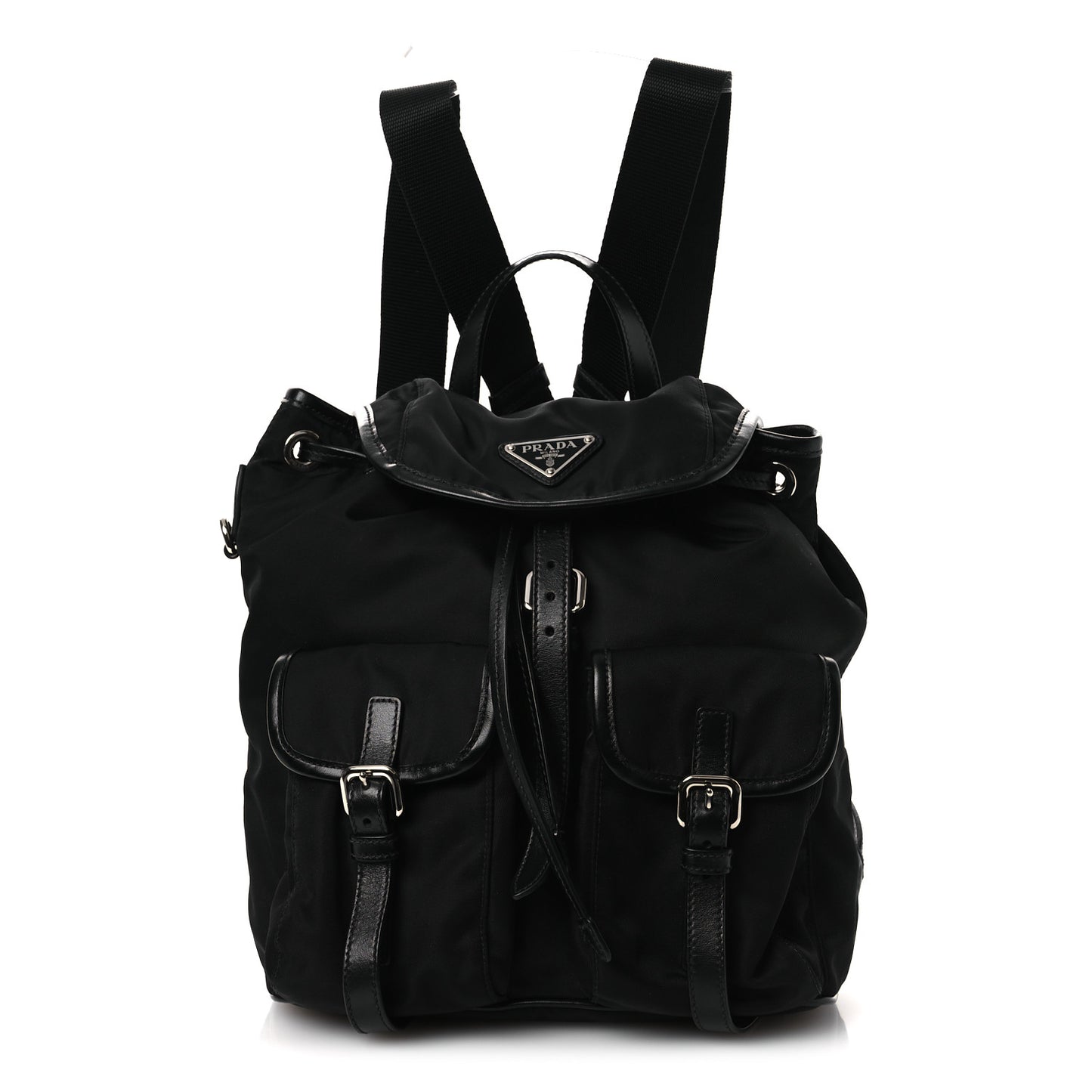 Tessuto Nylon Soft Calfskin Backpack Black