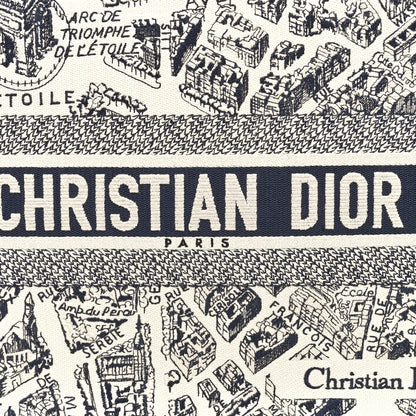 Christian Dior Canvas Embroidered Medium Plan De Paris Book Tote White Blue 8 of 10